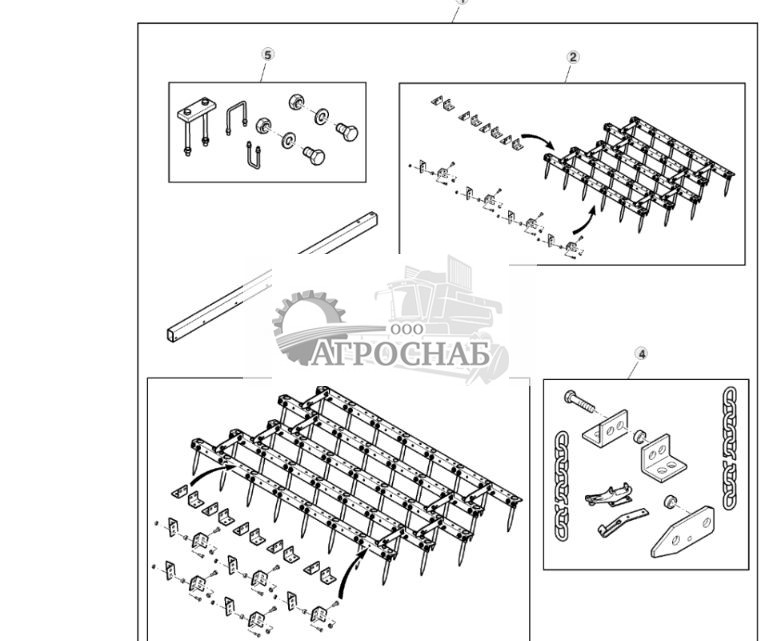 Навесное оборудование, борона с остроконечными зубьями, 5-планочная, 34 фута 10 дюймов - ST756835 113.jpg